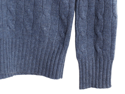 00s ポロ ラルフローレン ケーブル ニット セーター メンズ XS 古着 オールド 100% カシミヤ 長袖ニット ポニー無し 無地 シンプル 薄手 青