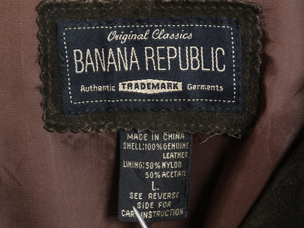 00s バナナリパブリック 本革 スウェード レザー ハーフ コート メンズ L / オールド アウトドア ジャケット 革ジャン ハンティング 濃茶