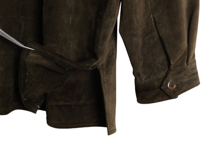 00s バナナリパブリック 本革 スウェード レザー ハーフ コート メンズ L / オールド アウトドア ジャケット 革ジャン ハンティング 濃茶