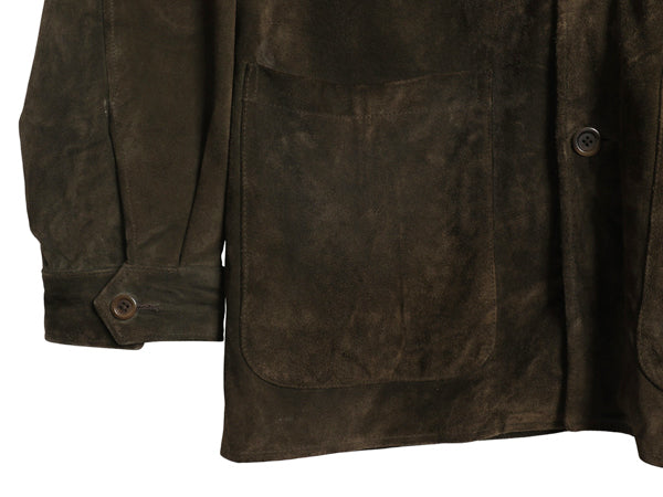 00s バナナリパブリック 本革 スウェード レザー ハーフ コート メンズ L / オールド アウトドア ジャケット 革ジャン ハンティング 濃茶