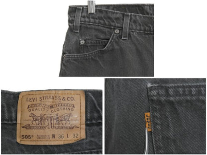90s リーバイス 505 ブラック デニム パンツ メンズ 36 32 / 古着 オールド ジーンズ ジーパン Gパン スリム ストレート 黒 オレンジタブ