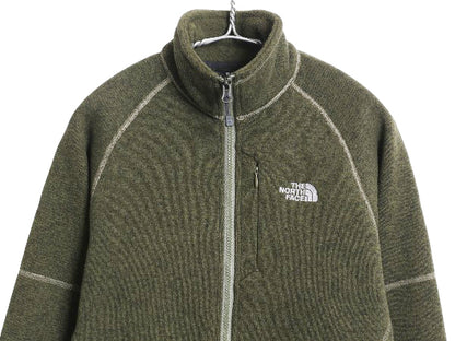 US企画 ノースフェイス セーター フリース ジャケット メンズ S アウトドア フルジップ ジャンパー ブルゾン ハイネック シンプル グリーン