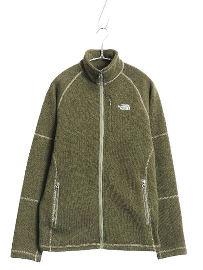 US企画 ノースフェイス セーター フリース ジャケット メンズ S アウトドア フルジップ ジャンパー ブルゾン ハイネック シンプル グリーン