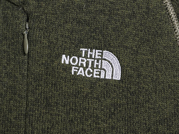US企画 ノースフェイス セーター フリース ジャケット メンズ S アウトドア フルジップ ジャンパー ブルゾン ハイネック シンプル グリーン