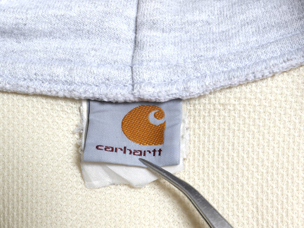 00s カーハート 裏 サーマル フルジップ スウェット フード パーカー メンズ XL 程/ オールド ジャケット トレーナー 大きいサイズ グレー