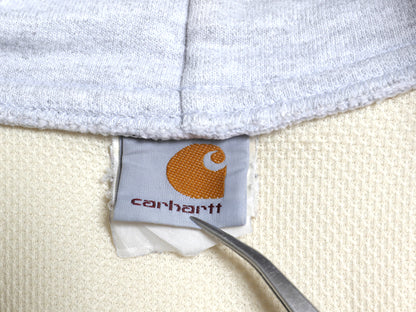 00s カーハート 裏 サーマル フルジップ スウェット フード パーカー メンズ XL 程/ オールド ジャケット トレーナー 大きいサイズ グレー