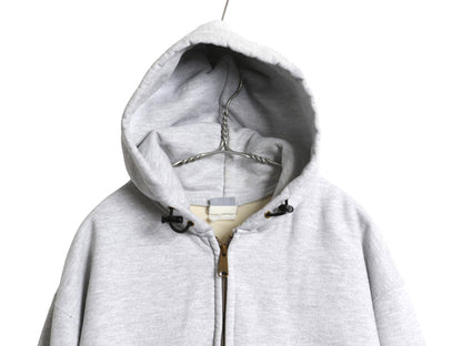 00s カーハート 裏 サーマル フルジップ スウェット フード パーカー メンズ XL 程/ オールド ジャケット トレーナー 大きいサイズ グレー