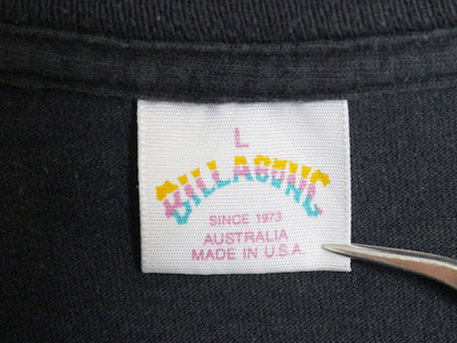 90s USA製 ☆ ビラボン 両面 ロゴ プリント Tシャツ メンズ L / オールド サーフ グラフィック アート シングルステッチ ヘビーウェイト 黒