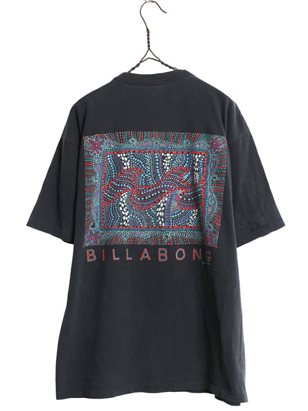 90s USA製 ☆ ビラボン 両面 ロゴ プリント Tシャツ メンズ L / オールド サーフ グラフィック アート シングルステッチ ヘビーウェイト 黒