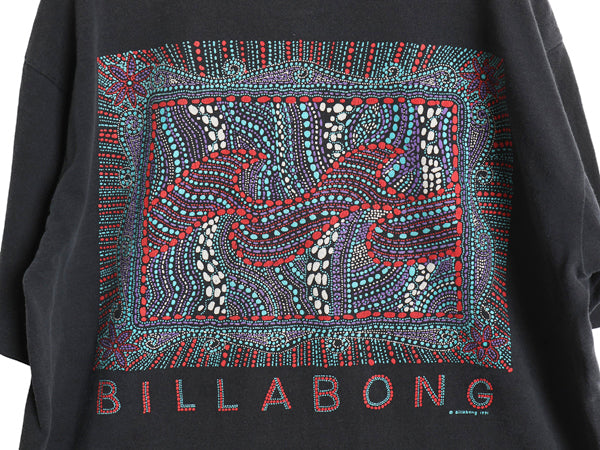 90s USA製 ☆ ビラボン 両面 ロゴ プリント Tシャツ メンズ L / オールド サーフ グラフィック アート シングルステッチ ヘビーウェイト 黒