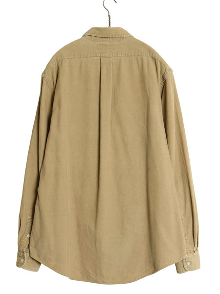 90s ラルフローレン 細畝 コーデュロイ 長袖 ボタンダウン シャツ メンズ XL オールド ポロ CUSTOM FIT ワンポイント ポニー 大きいサイズ