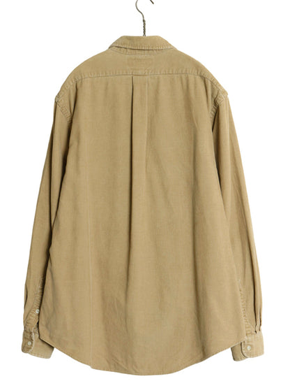 90s ラルフローレン 細畝 コーデュロイ 長袖 ボタンダウン シャツ メンズ XL オールド ポロ CUSTOM FIT ワンポイント ポニー 大きいサイズ