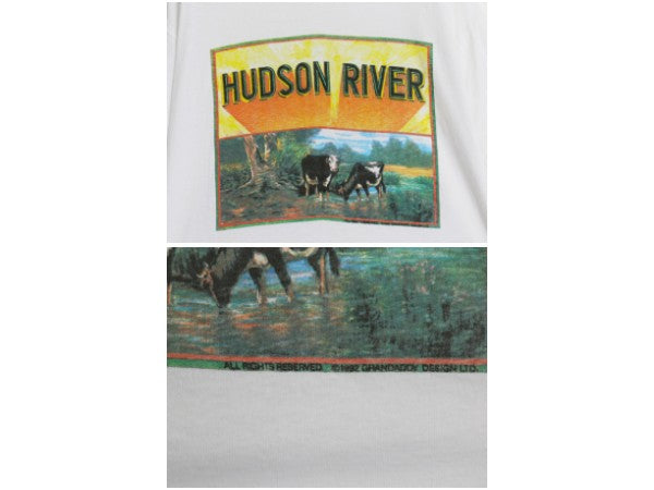 デッドストック 90s USA製 アニマル 両面 イラスト プリント Tシャツ メンズ XL オールド アウトドア アート フィッシュ ウシ 大きいサイズ