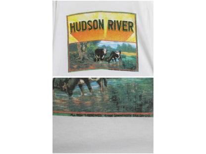 デッドストック 90s USA製 アニマル 両面 イラスト プリント Tシャツ メンズ XL オールド アウトドア アート フィッシュ ウシ 大きいサイズ