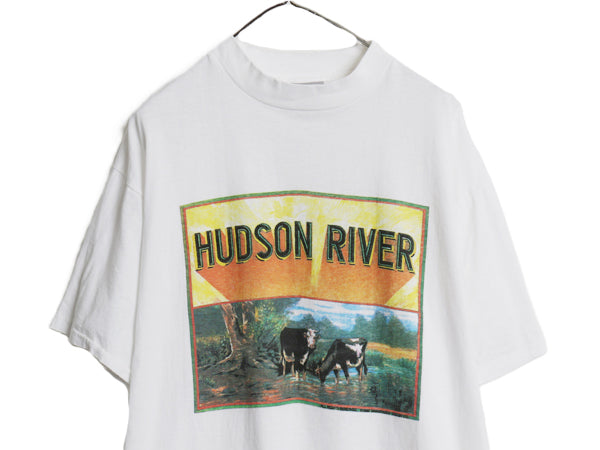 デッドストック 90s USA製 アニマル 両面 イラスト プリント Tシャツ メンズ XL オールド アウトドア アート フィッシュ ウシ 大きいサイズ