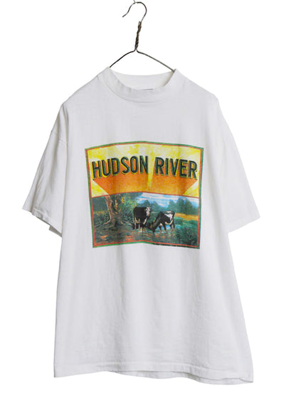 デッドストック 90s USA製 アニマル 両面 イラスト プリント Tシャツ メンズ XL オールド アウトドア アート フィッシュ ウシ 大きいサイズ