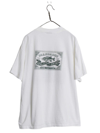 デッドストック 90s USA製 アニマル 両面 イラスト プリント Tシャツ メンズ XL オールド アウトドア アート フィッシュ ウシ 大きいサイズ