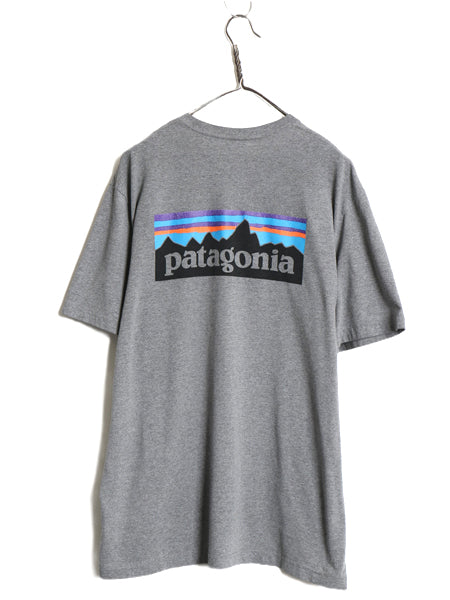 パタゴニア 両面 プリント 半袖 Tシャツ メンズ L / 18年製 アウトドア P6 ボックスロゴ バックプリント カットソー トップス シンプル 灰