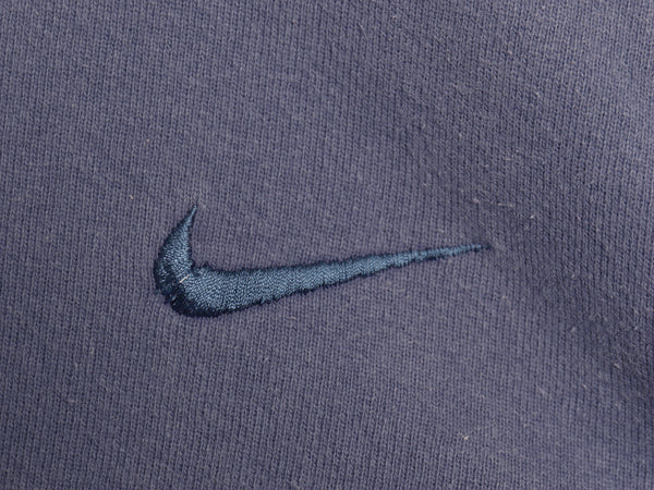 90s USA製 ナイキ スモール スウッシュ 刺繍 スウェット メンズ L / オールド 裏起毛 トレーナー クルーネック ワンポイント シンプル 紺