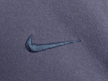 90s USA製 ナイキ スモール スウッシュ 刺繍 スウェット メンズ L / オールド 裏起毛 トレーナー クルーネック ワンポイント シンプル 紺