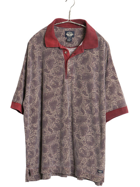 90s ドッカーズ リーバイス 総柄 鹿の子 半袖 ポロシャツ メンズ XL / オールド 半袖シャツ コットン マルチカラー トップス 大きいサイズ