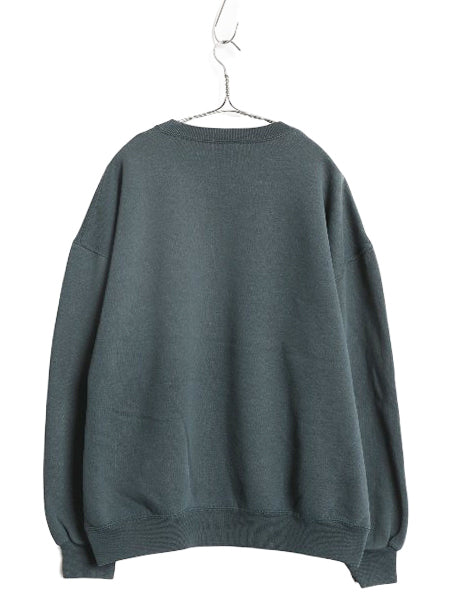 90s USA製 ラッセル 無地 スウェット メンズ レディース XL オールド トレーナー 前V 裏起毛 ワンポイント ブランク 大きいサイズ グリーン