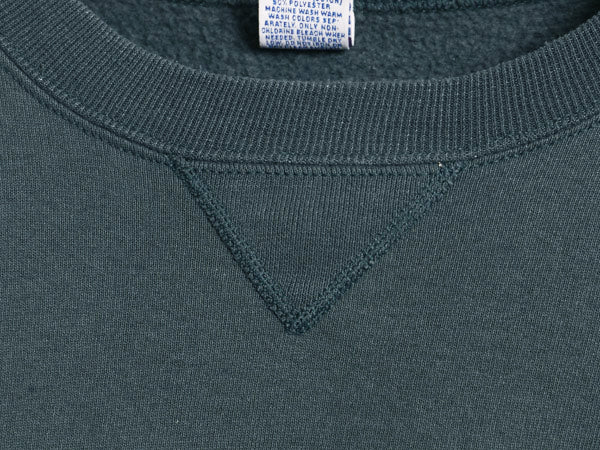 90s USA製 ラッセル 無地 スウェット メンズ レディース XL オールド トレーナー 前V 裏起毛 ワンポイント ブランク 大きいサイズ グリーン
