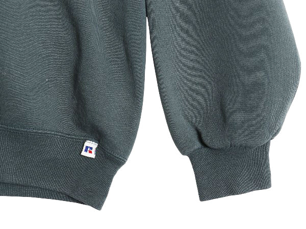 90s USA製 ラッセル 無地 スウェット メンズ レディース XL オールド トレーナー 前V 裏起毛 ワンポイント ブランク 大きいサイズ グリーン