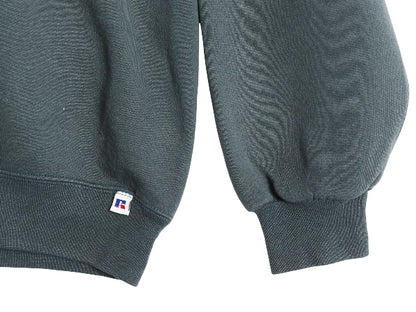 90s USA製 ラッセル 無地 スウェット メンズ レディース XL オールド トレーナー 前V 裏起毛 ワンポイント ブランク 大きいサイズ グリーン