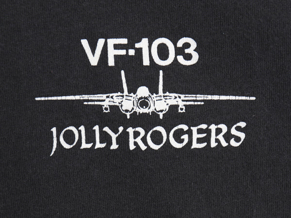 90s USA製 スカル イラスト 両面 プリント Tシャツ メンズ XL / オールド ミリタリー 海軍 戦闘機 シングルステッチ 大きいサイズ ブラック