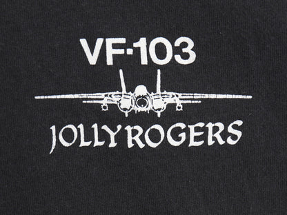 90s USA製 スカル イラスト 両面 プリント Tシャツ メンズ XL / オールド ミリタリー 海軍 戦闘機 シングルステッチ 大きいサイズ ブラック