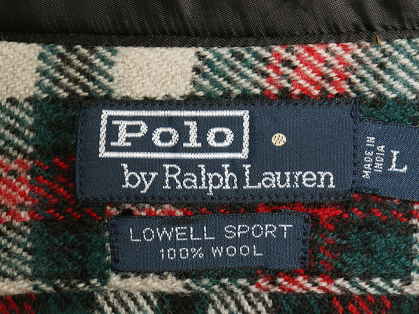 デッドストック 90s ポロ ラルフローレン チェック 長袖 ウール シャツ メンズ L / 新品 オールド LOWELL SPORT ワンポイント ポニー CPO
