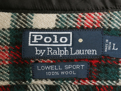 デッドストック 90s ポロ ラルフローレン チェック 長袖 ウール シャツ メンズ L / 新品 オールド LOWELL SPORT ワンポイント ポニー CPO