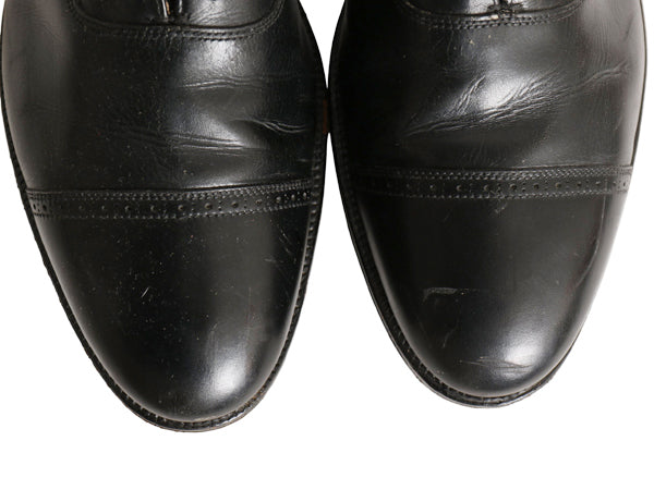 80s イギリス製 ★ BROOKS ENGLISH パンチド キャップトゥ レザー シューズ 9 D 27cm 革靴 クロケット&ジョーンズ ブルックスブラザーズ 黒