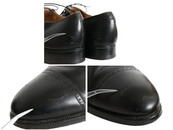 80s イギリス製 ★ BROOKS ENGLISH パンチド キャップトゥ レザー シューズ 9 D 27cm 革靴 クロケット&ジョーンズ ブルックスブラザーズ 黒