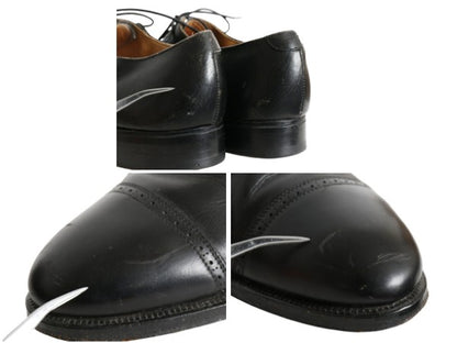 80s イギリス製 ★ BROOKS ENGLISH パンチド キャップトゥ レザー シューズ 9 D 27cm 革靴 クロケット&ジョーンズ ブルックスブラザーズ 黒
