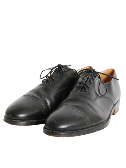 80s イギリス製 ★ BROOKS ENGLISH パンチド キャップトゥ レザー シューズ 9 D 27cm 革靴 クロケット&ジョーンズ ブルックスブラザーズ 黒