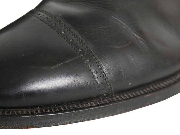 80s イギリス製 ★ BROOKS ENGLISH パンチド キャップトゥ レザー シューズ 9 D 27cm 革靴 クロケット&ジョーンズ ブルックスブラザーズ 黒