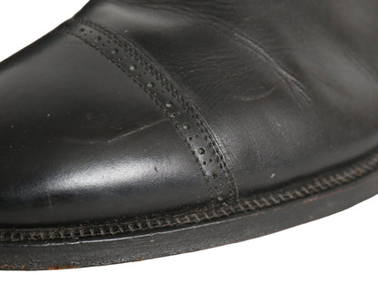 80s イギリス製 ★ BROOKS ENGLISH パンチド キャップトゥ レザー シューズ 9 D 27cm 革靴 クロケット&ジョーンズ ブルックスブラザーズ 黒