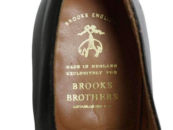80s イギリス製 ★ BROOKS ENGLISH パンチド キャップトゥ レザー シューズ 9 D 27cm 革靴 クロケット&ジョーンズ ブルックスブラザーズ 黒
