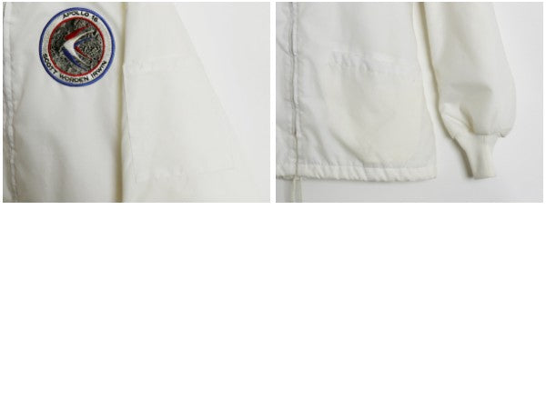 デッドストック 70s USA製 NASA フルジップ ナイロン ジャケット メンズ M / ヴィンテージ ブルゾン ジャンパー アポロ 15号 ワッペン 白