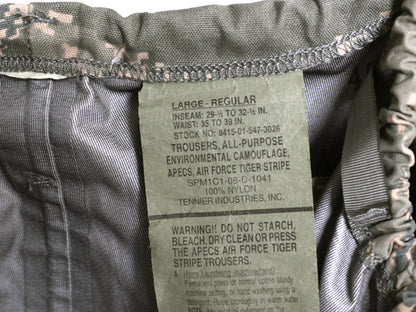 デッドストック 米軍実物 プロパー 社製 APECS デジタル タイガー カモ オーバー パンツ LARGE REGULAR 新品 ゴアテックス USAF ABU ECWCS