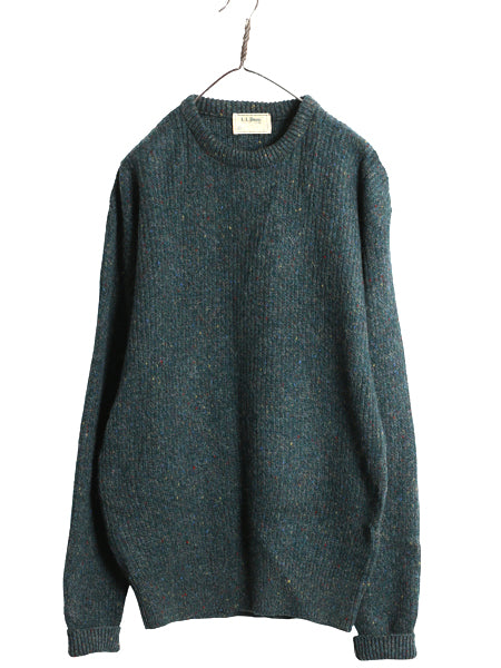 80s USA製 エルエルビーン ニット セーター メンズ L / ヴィンテージ アウトドア シェットランド ウール 長袖ニット ネップ 無地 ゆったり