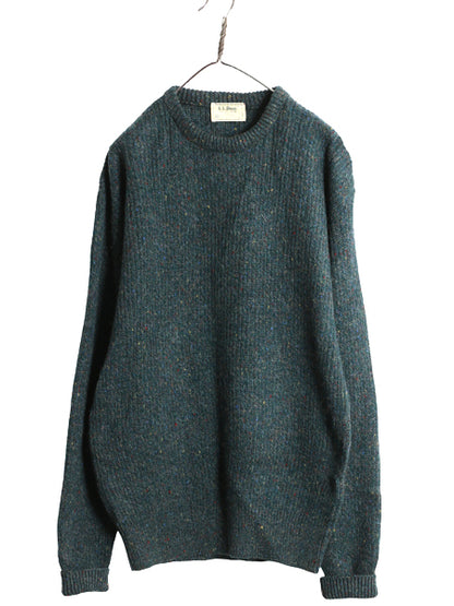 80s USA製 エルエルビーン ニット セーター メンズ L / ヴィンテージ アウトドア シェットランド ウール 長袖ニット ネップ 無地 ゆったり
