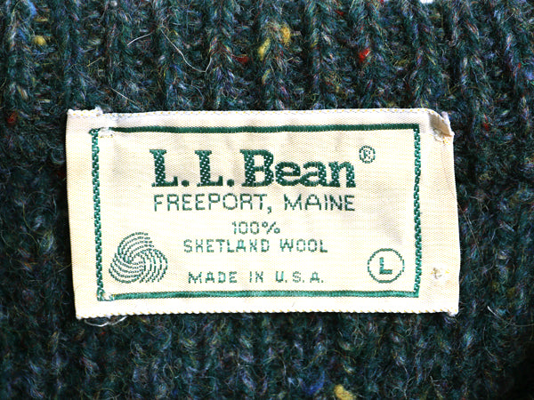 80s USA製 エルエルビーン ニット セーター メンズ L / ヴィンテージ アウトドア シェットランド ウール 長袖ニット ネップ 無地 ゆったり