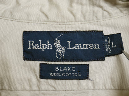 90's ラルフローレン 長袖 ボタンダウン シャツ メンズ L / オールド ポロ  BLAKE コットン ワイシャツ ワンポイント ポニー ベージュ 無地