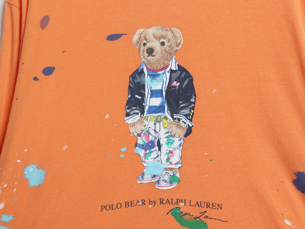ポロベア ポロ ラルフローレン フード付き プリント 長袖 Tシャツ メンズ XL / 古着 ロンT ロングスリーブ パーカー ペンキ キャラクター 