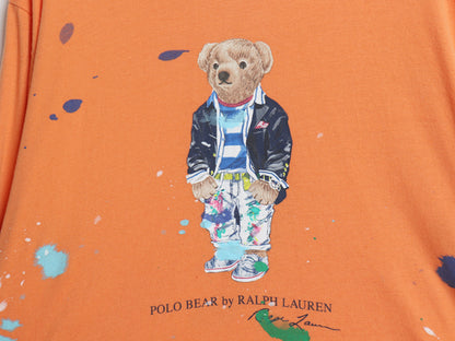 ポロベア ポロ ラルフローレン フード付き プリント 長袖 Tシャツ メンズ XL / 古着 ロンT ロングスリーブ パーカー ペンキ キャラクター 