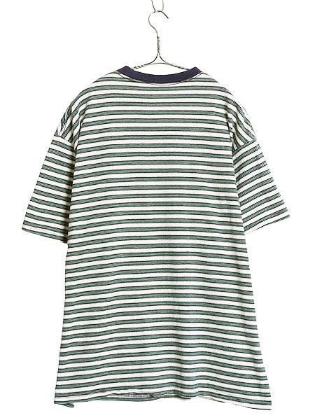 90s TEE JAYS ボーダー 半袖 Tシャツ メンズ XL 程/ オールド ヘビーウェイト コットン トップス カットソー 大きいサイズ マルチカラー