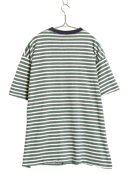 90s TEE JAYS ボーダー 半袖 Tシャツ メンズ XL 程/ オールド ヘビーウェイト コットン トップス カットソー 大きいサイズ マルチカラー